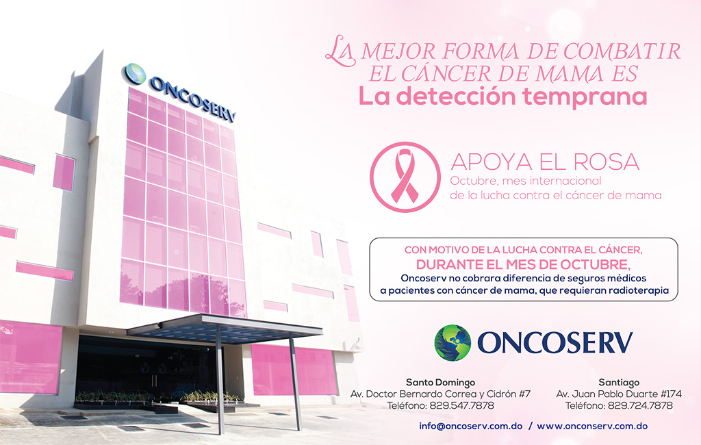 Publicidad sobre el Mes internacional de la lucha contra el cáncer de mama en Oncoserv